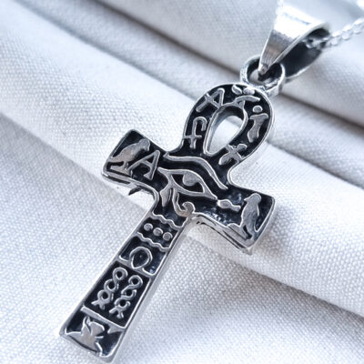 Ankh Cross Pendant With Horus Eye and Symbols