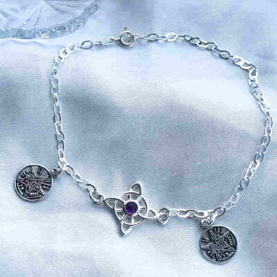 Tetragrammaton and Amethyst Witch Knot Bracelet